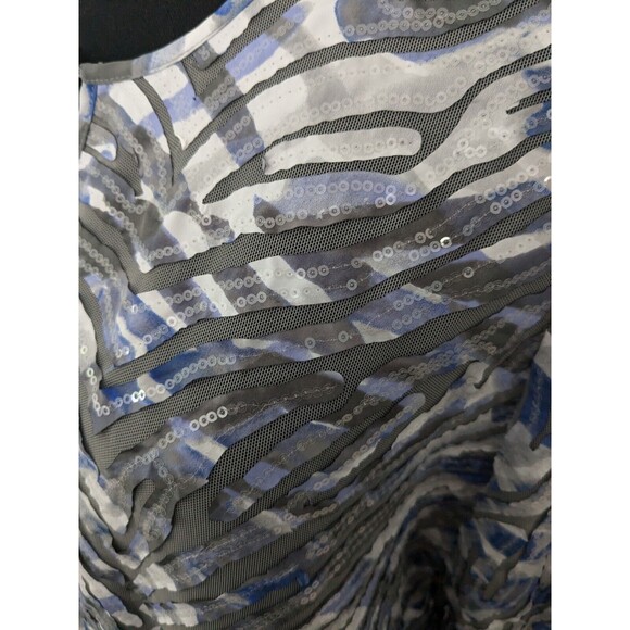 Chicos Travelers Jacket Womens Sz L/2 Blue White Gray Sequined Topper Cardigan - Picture 4 of 12